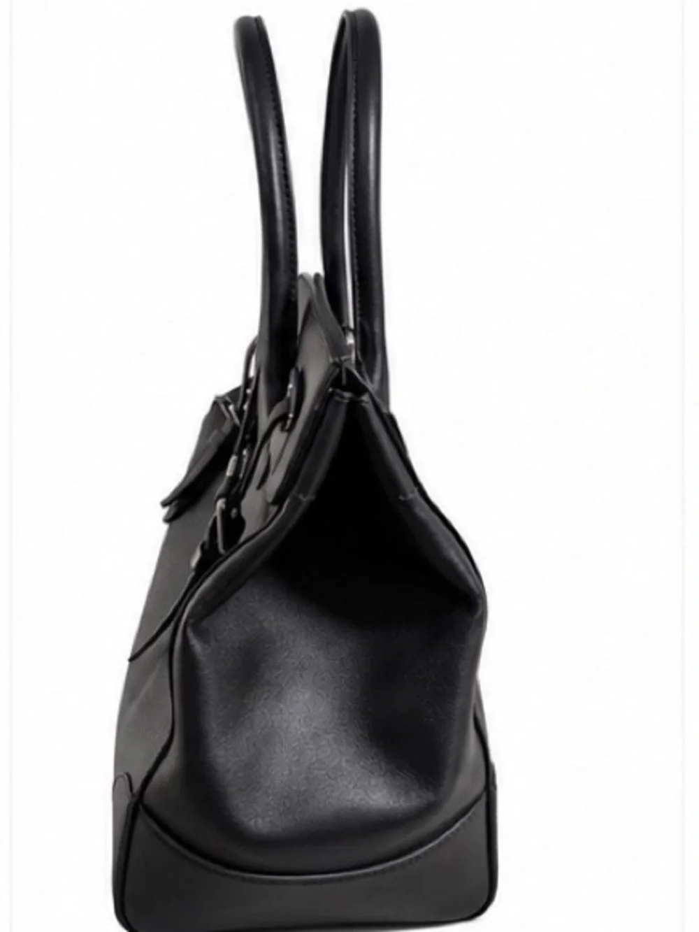 Ralph Lauren Ricky 33 Black Soft Calfskin Leather Satchel Made in Italy